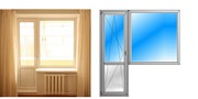 Окно ПВХ + дверь балконная WDS 2150*700+1300*1400