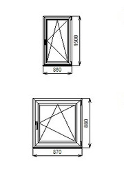 2 окна ПВХ с 2-камерным стеклопакетом. Новые. 860х1500 и 870х880.